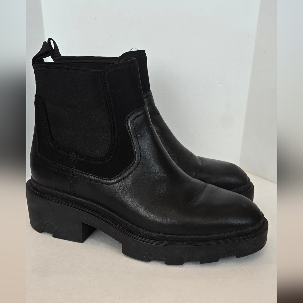 Ash Black Leather Pull-on Chelsea  Ankle Boots